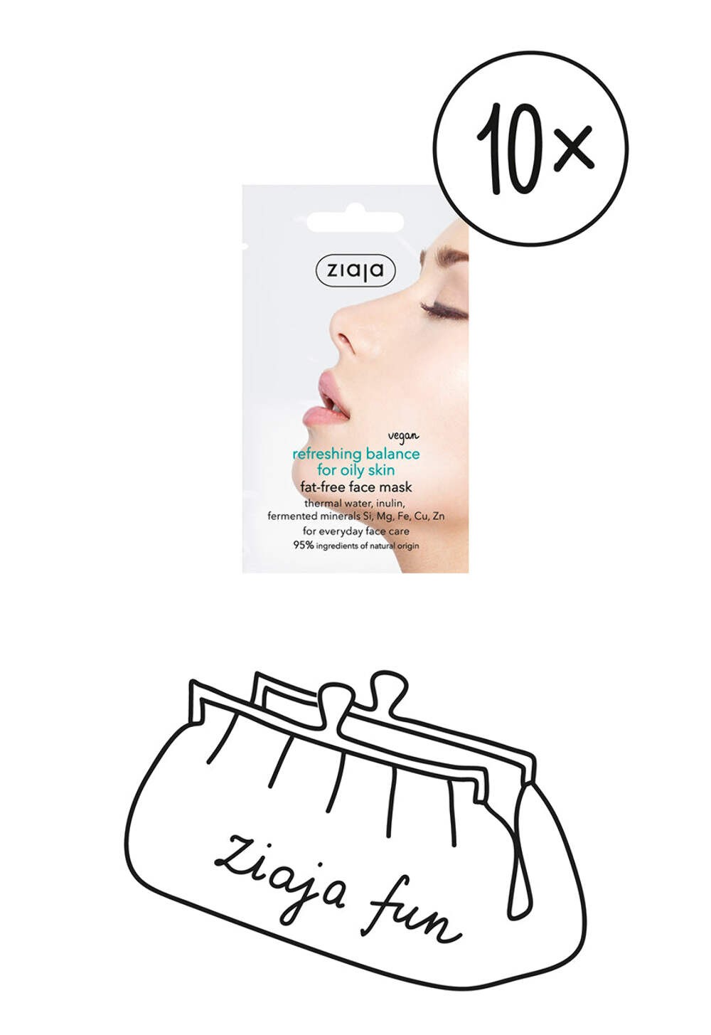 10x Ziaja Refreshing Balance Face Mask For Oily Skin 7ml OFFICIAL UK