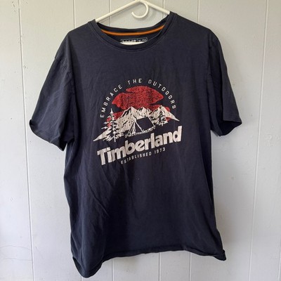 Timberland Mens XL Organic Cotton Graphic T-Shirt Navy Blue Logo TB0A23BT