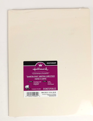 Quarter Fold Greeting Cards, Cream Colored, 20 Sheets per pack,  6 packs