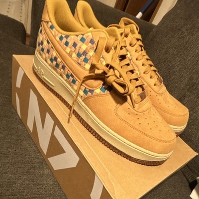 Nike Air Force 1 Low Top Suede Sneakers Tan Multicolor Colorblock Men's