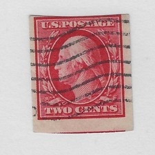 US Scott 384, Two Cents carmine Washington, Imperf,1910, XF