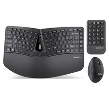 3-in-1 Wireless Ergonomic Keyboard with Vertical Numeric Keypad  Palm Rest