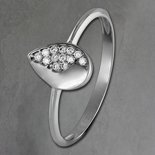 GoldDream Ring Damen Gr. 58 Blatt Weißgold 8 Karat weiß Zirkonia GDR506J58