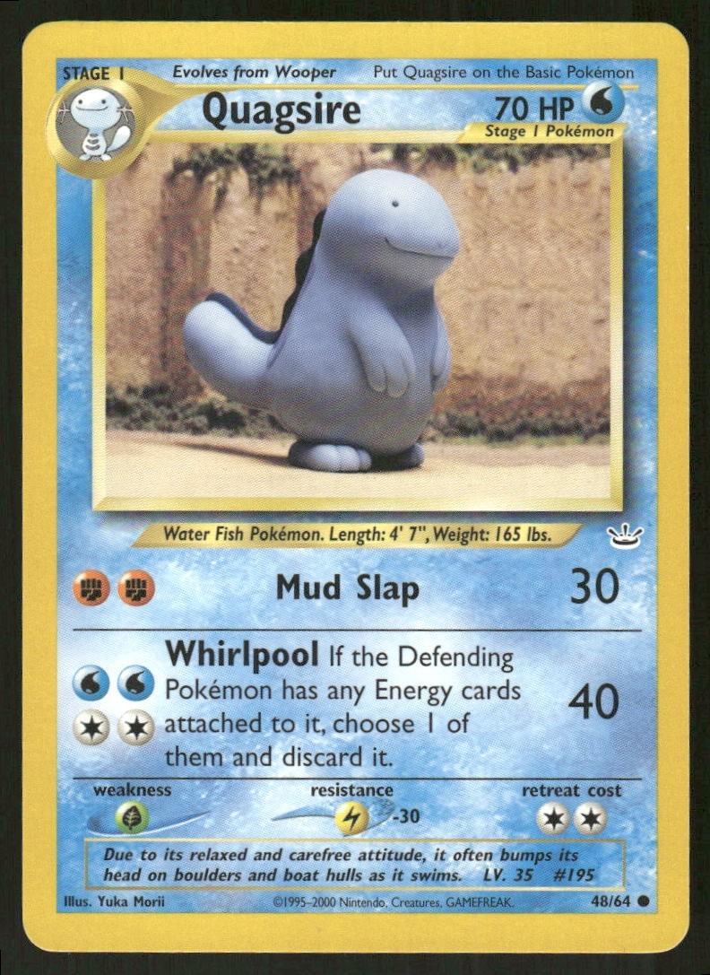 Pokemon Tcg Quagsire #48 Pokemon Neo Revelation LP