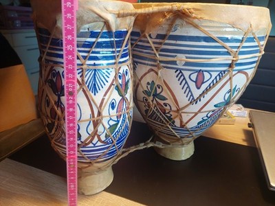 Bongo Marke Marokkanische Trommeln, Keramik und Leder, 38 Cm