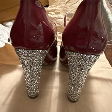 MIU MIU sparkle glitter Mary Jane patent leather rose burgundy pink 38