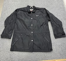 Vintage Y2K Nike Jacket Womens Small Windbreaker Black Nylon Full Zip Mesh Lined
