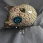 VINTAGE Murano ART GLASS PIG SILVER LEAF BULLICANTE AVENTURINE MILLEFIORI EYES