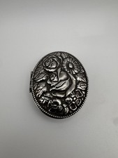 Vintage Silver Tone Floral Oval Trinket Pill ...