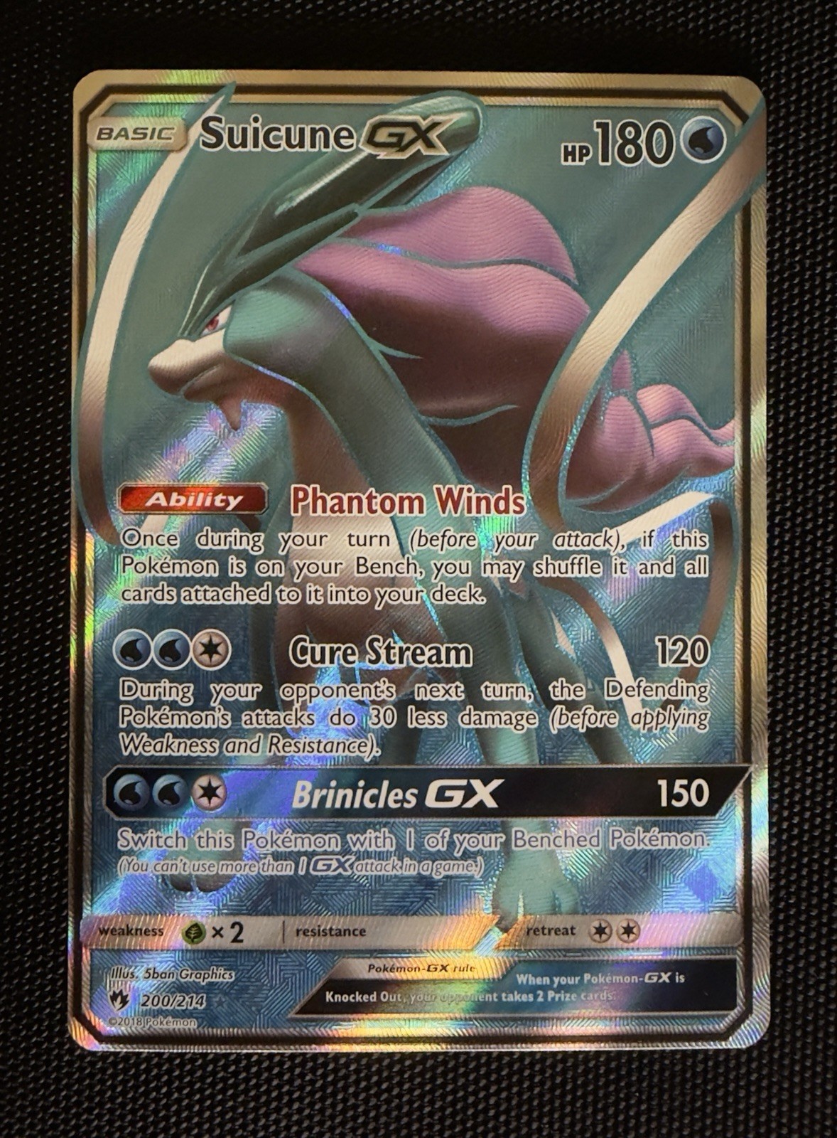 Suicune GX Full Art 200/214 Sm-Lost Thunder Holo Card Near Mint NM Condition