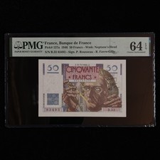 1946 France Banque De France 50 Francs Pick#127a PMG 64 EPQ Choice UNC