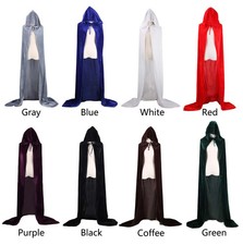 Hooded Velvet Cloak Cape for Halloween Cosplay, Medieval Witch Costume
