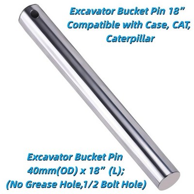 Excavator Bucket Pin 18'' Fits Case, CAT, Caterpillar 40mm x 18'' 1/2 Bolt Hole