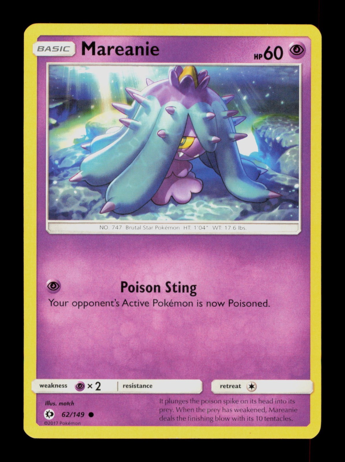 Mareanie 62/149 Pokemon Sun&Moon Trading Card TC