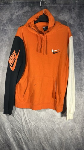Nike City Bright Pullover Hoodie Men’s XL Orange Black White Swoosh Logo String
