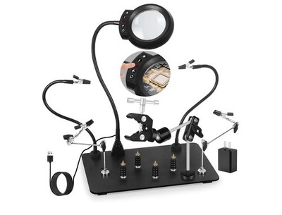 NOEVSBIG Helping Hands Soldering Station with Upgraded 5X Magnifying Lamp, 360°