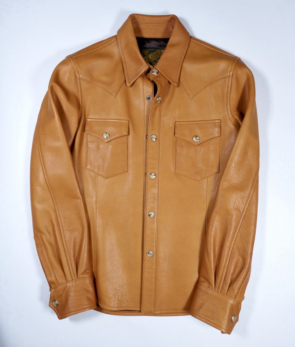 Y2LEATHER STEER OIL WESTERN SHIRS 38サイズ New Y'2 Leather Size 38 Steer Oil Western Shirt Camel Tan brown