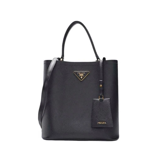 Sac fourre tout Prada noir Saffiano Pane Medium Réf.12345