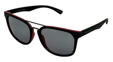 Perry Ellis Mens Sunglass Black Red Plastic Square, Solid Smoke Len PE84 2
