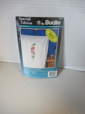 Bucilla Stamped Embroidery Pillow Cases "long stem roses" Special Edition nip