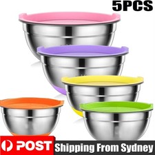 Mixing Bowls 5x/Set Stainless Steel Kitchen Bowl Set with Lids Non-Slip Bottom