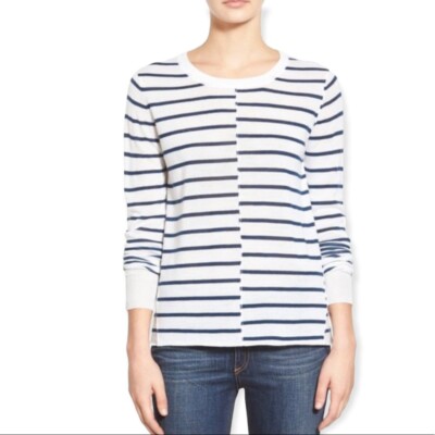 PAIGE Demin Allie Stripe Sweater Pullover Size L