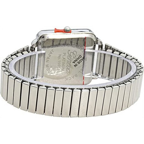 Blekon Collections Damenuhr 38 mm quadratisches Gehäuse Metall glänzend Stretchband - Bild 9 von 15