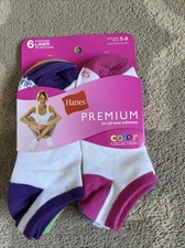 HANES WOMEN'S 6 PACK PREMIUM COLOR COLLECTION LINER SOCKS - COLORED 5-9 New