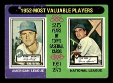 1952 MVPs (Bobby Shantz / Hank Sauer) 1975 Topps #190 Ex