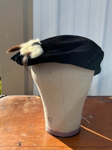 Boina de terciopelo negro con colas de armiño - Sombrero vintage para mujer - Imagen 11 de 11