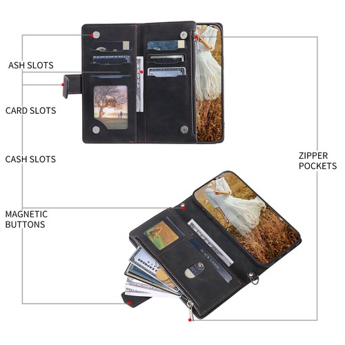 Grid Leather Card Wallet Phone Case For Nokia 3.4 2.4 G21 C21 Plus G20 G10 X30 - Picture 9 of 18