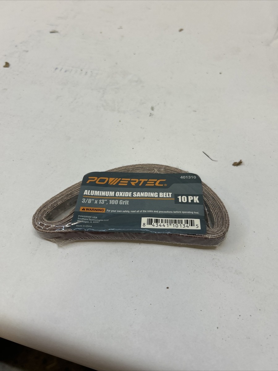 POWERTEC 40134-3 3/8 x 13 Inch Sanding Belts, 30 PK Aluminum Oxide Belt