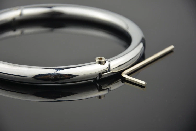 Collar de esclavo de acero inoxidable con bloqueo anillo de cuello juego de rol disfraz de esclavo Foto 3 de 4