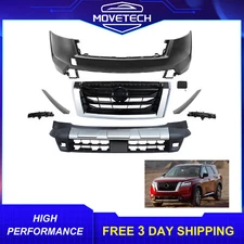 Front Bumper Cover Grille Set w/Bracket + Headlight Molding For 22-24 Pathfinder