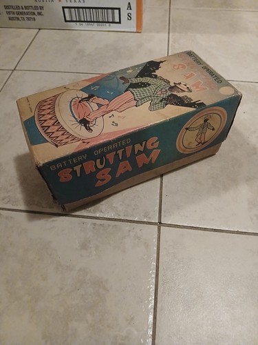 Rare 1950s Black Strutting Sam Tin Battery Operated MIB - Picture 2 of 8