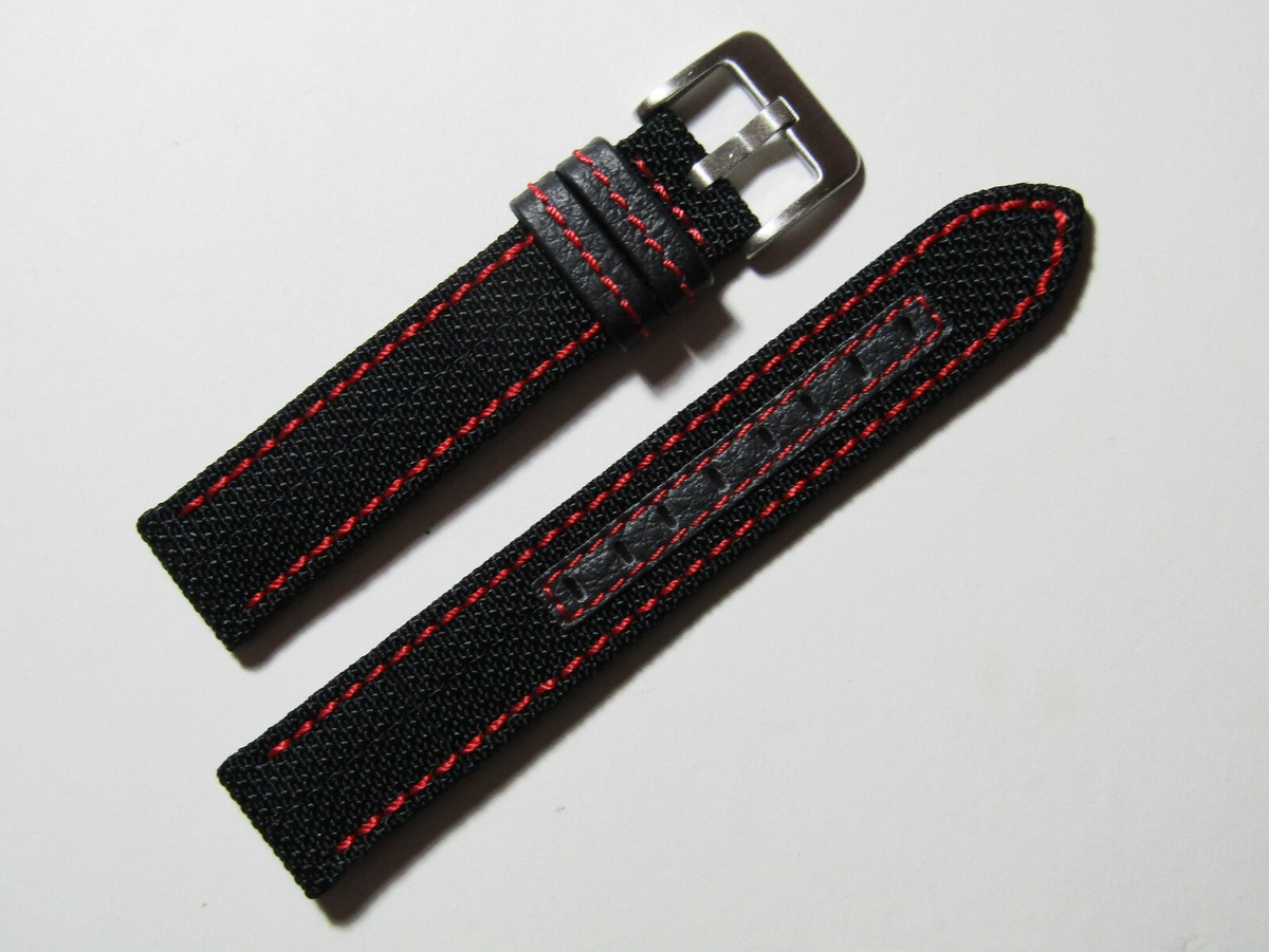 22mm Hadley-Roma MS848 Mens Red Genuine Nylon and Leather Watch