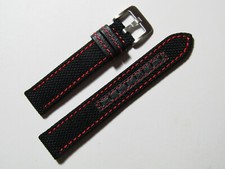 22mm Hadley-Roma MS848 Mens Red Genuine Nylon and Leather Watch Band Strap