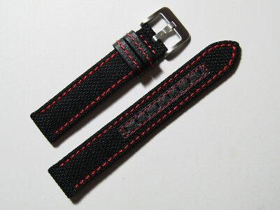 22mm Hadley-Roma MS848 Mens Red Genuine Nylon and Leather Watch