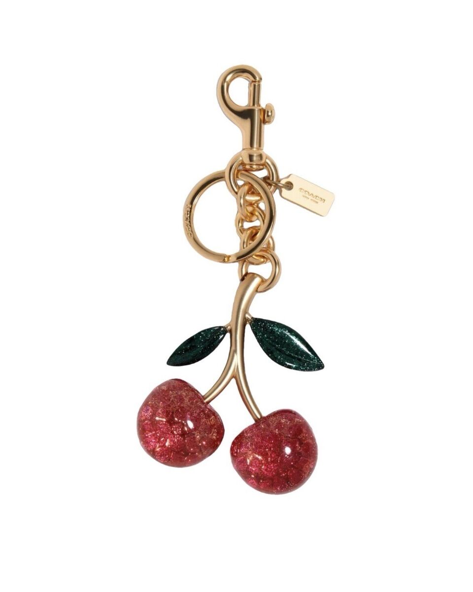 Coach Signature Cherry Bag Charm Keyring Fob Pink Multicolor Coach Signature Cherry Bag Charm Keyring Fob Pink Multicolor
