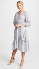 Ulla Johnson Oletha Dress In Gris Cotton Midi Size 6
