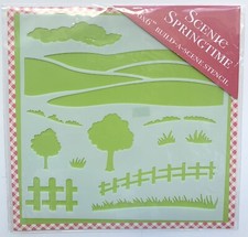 New 6in x 6in Build a "Scenic Springtime" Stencil by Practical Publishing