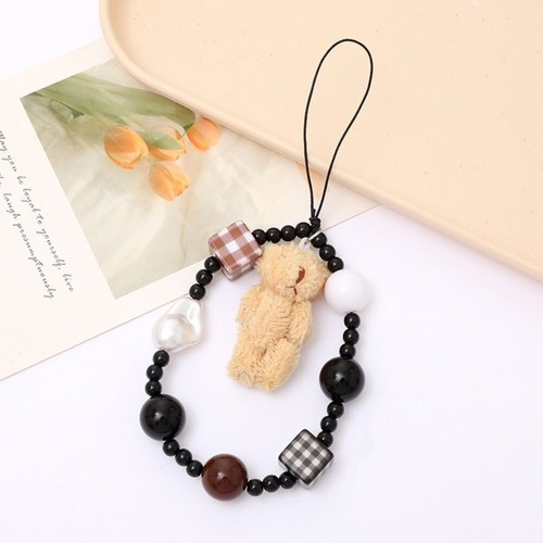 3D Cute Star Brown Beaded Phone Chain Kawaii Phone Lanyard Phone Strap Gifts - Photo 9/13