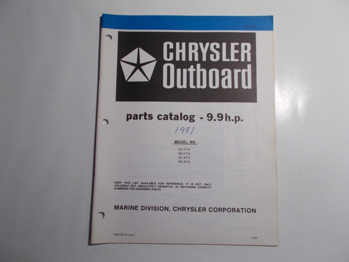 その他 Catlog 1980 CHRYSLER OUTBOARD MOTOR 9.9HP PARTS CATALOG JULY 1980