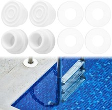 4Pcs Pool Ladder Escutcheon Plates 4Pcs Rubber Pool Ladder Inside Plug Fits 1...