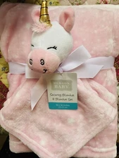 Hudson Baby Unicorn Pink All Purpose & Security Blanket 2 Pc Set Combo Soft NWT