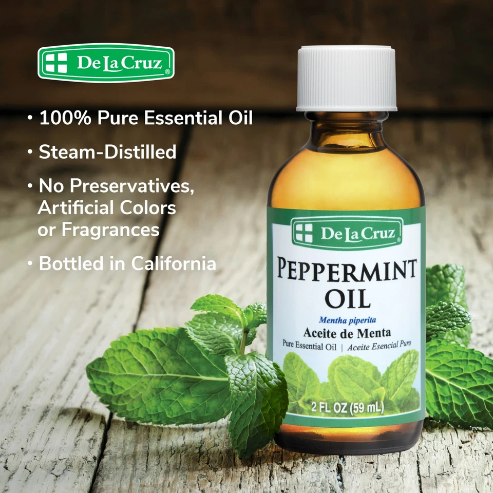 De La Cruz Pure Peppermint Essential Oil 2 fl. oz. / bottled in USA  (2 BOTTLES) - Image 4 of 4