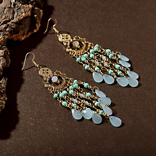 Charm Women Multi-Gemstone Seed Beads Hook Resin Crystal Drop Bohemian Earrings - Bild 31 von 108