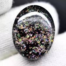 Natural Australian Doublet Black Fire Opal 12-14Ct Certified Untreated Gemstone