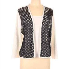 Chico  s Black Ivory Cardigan Sweater Vest Size Large