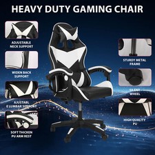 Ergonomic Gaming Chair Office Computer Chair with Lumbar Cushion + Headrest